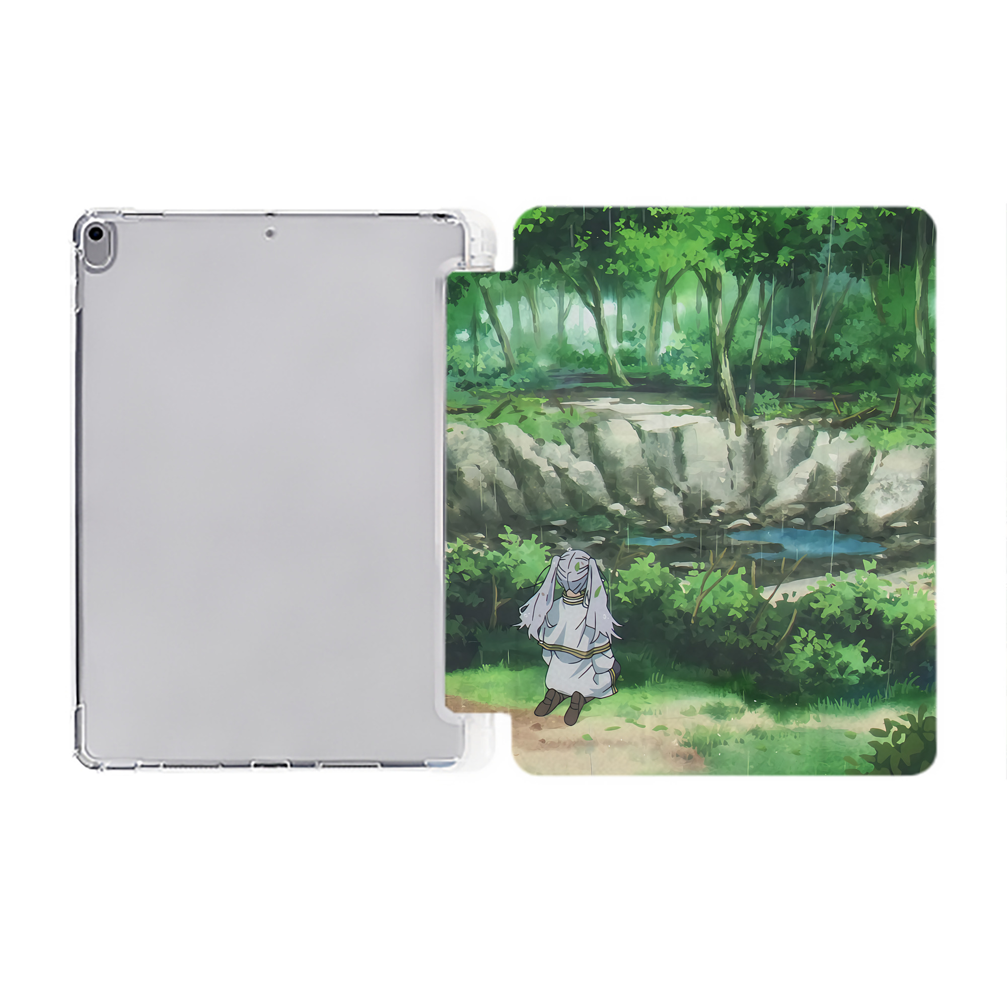 （画像用） 葬送のフリーレン Frieren IPad ケース ペン収納付き 三つ折りスタンド PUレザー×シリコン 対応機種9.5/10.5/10.9インチ
